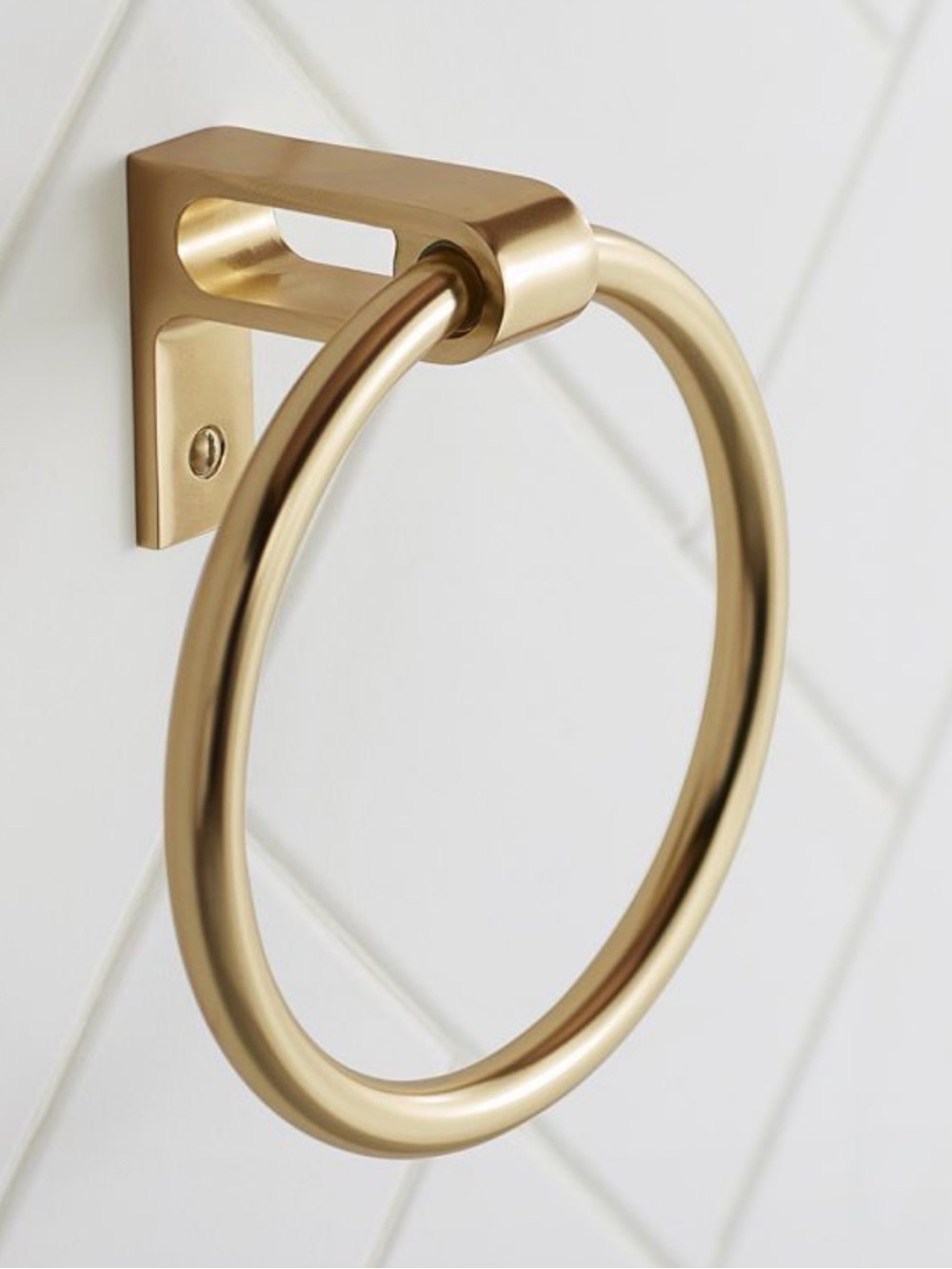 Rejuvenation West Slope Towel Ring Aged Brass Modern Solid Brass No Wall Screws